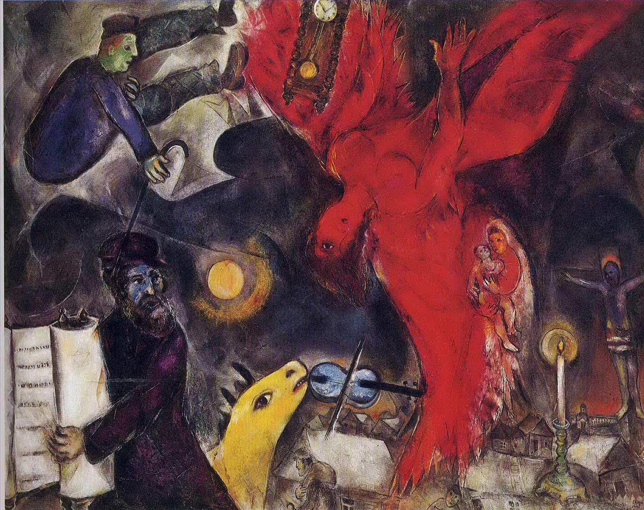 L’ange qui tombe contemporain de Marc Chagall Peintures à l'huile